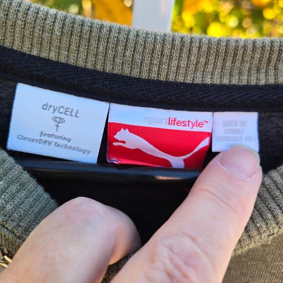 Puma Men's Olive Big Logo Sweatshirt size XL dryCELL - Picture 3 of 8